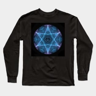 Blue flame mandala w. Buddha Long Sleeve T-Shirt